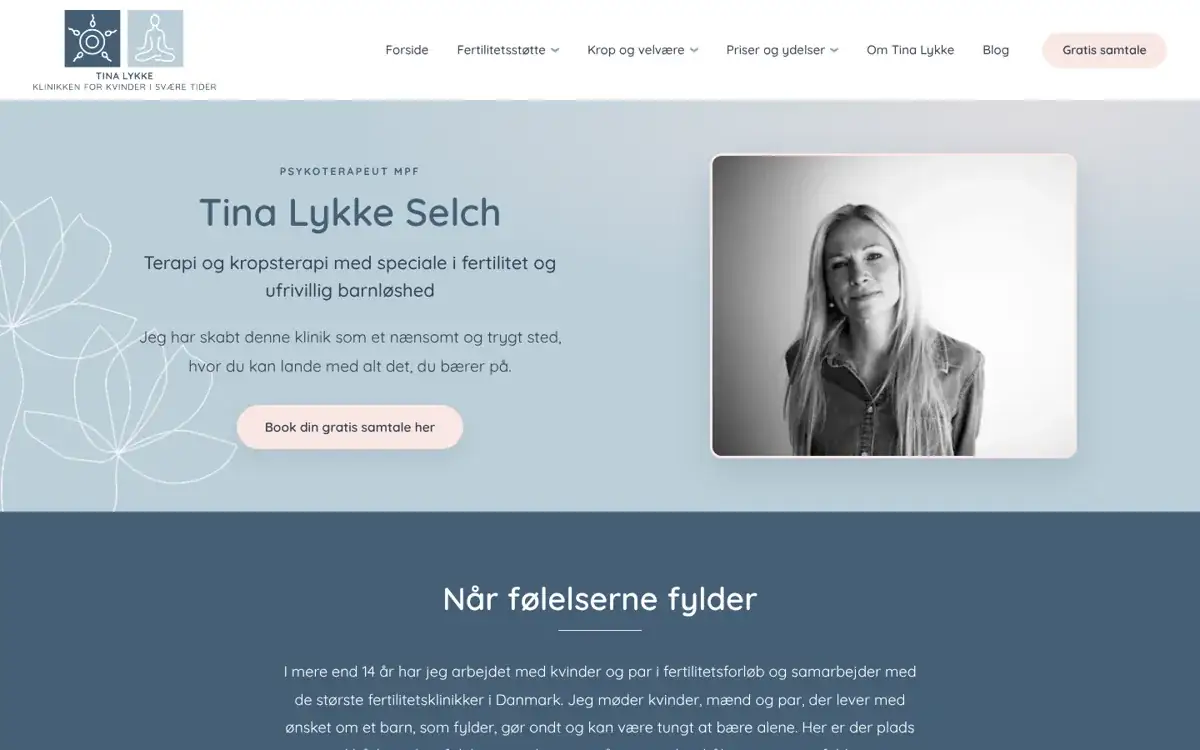 Tina Lykke website, a WordPress project by Digital Verse